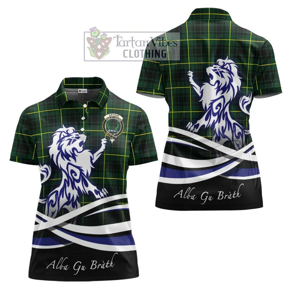 Arthur Modern Tartan Women's Polo Shirt with Alba Gu Brath Regal Lion Emblem