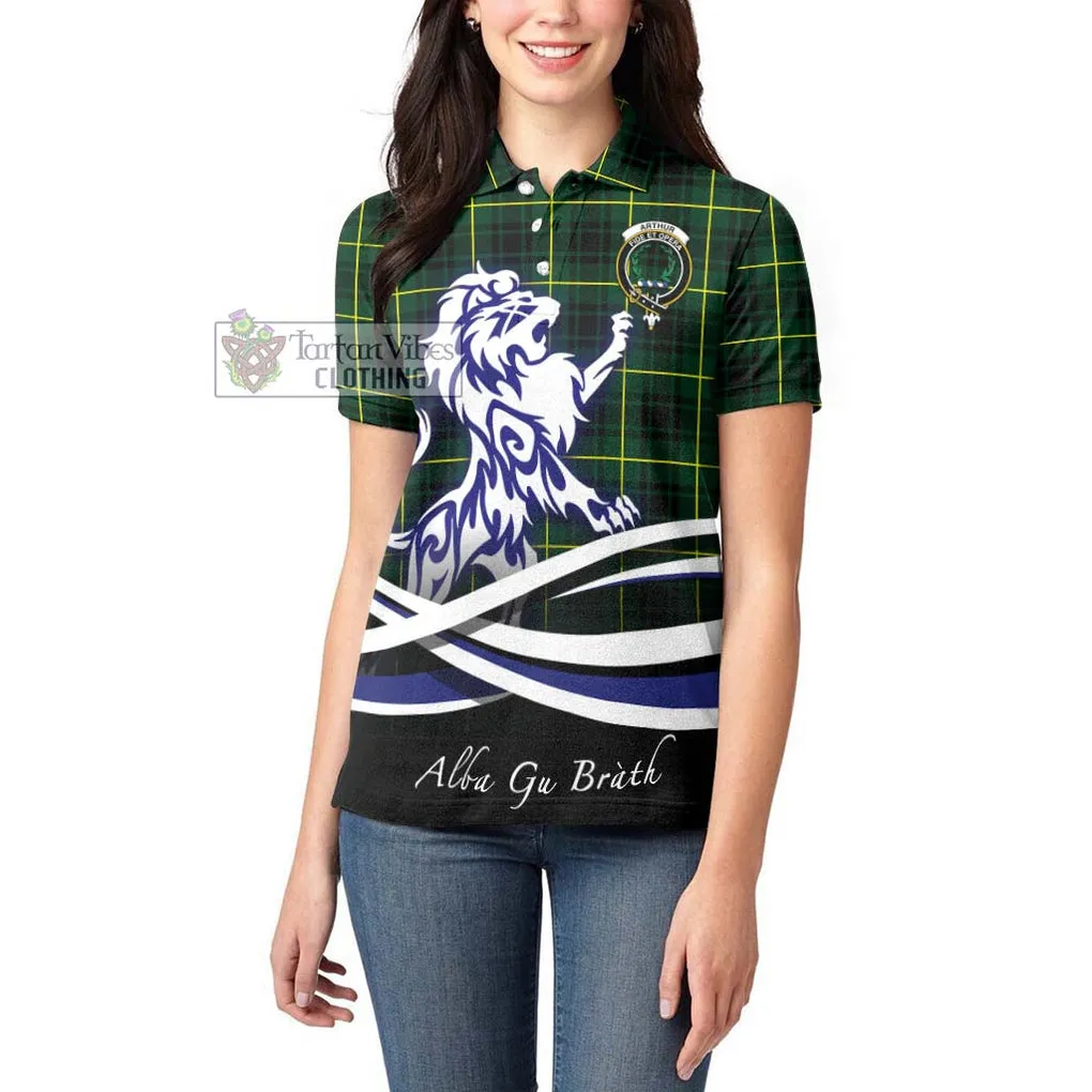 Arthur Modern Tartan Women's Polo Shirt with Alba Gu Brath Regal Lion Emblem