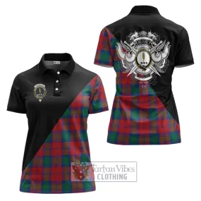 Auchinleck (Affleck) Tartan Women's Polo Shirt with Family Crest and Military Logo Style