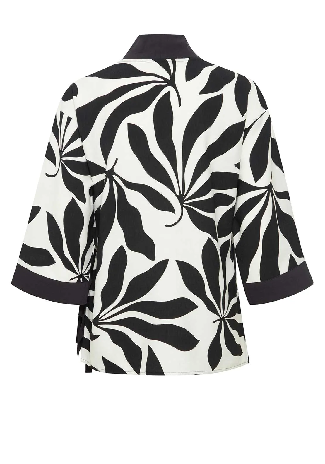 B. Young Janina Printed Kimono Jacket, Black