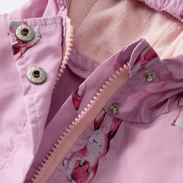 Baby Girl Rabbit Pattern Long Sleeve Fleece Thickened Zipper Jacket by MyKids-USA™