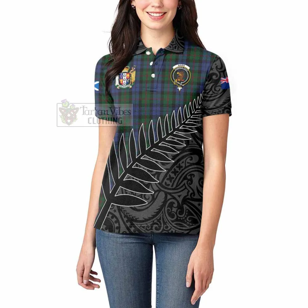 Baird Crest Tartan Women's Polo Shirt with New Zealand Silver Fern Half Style