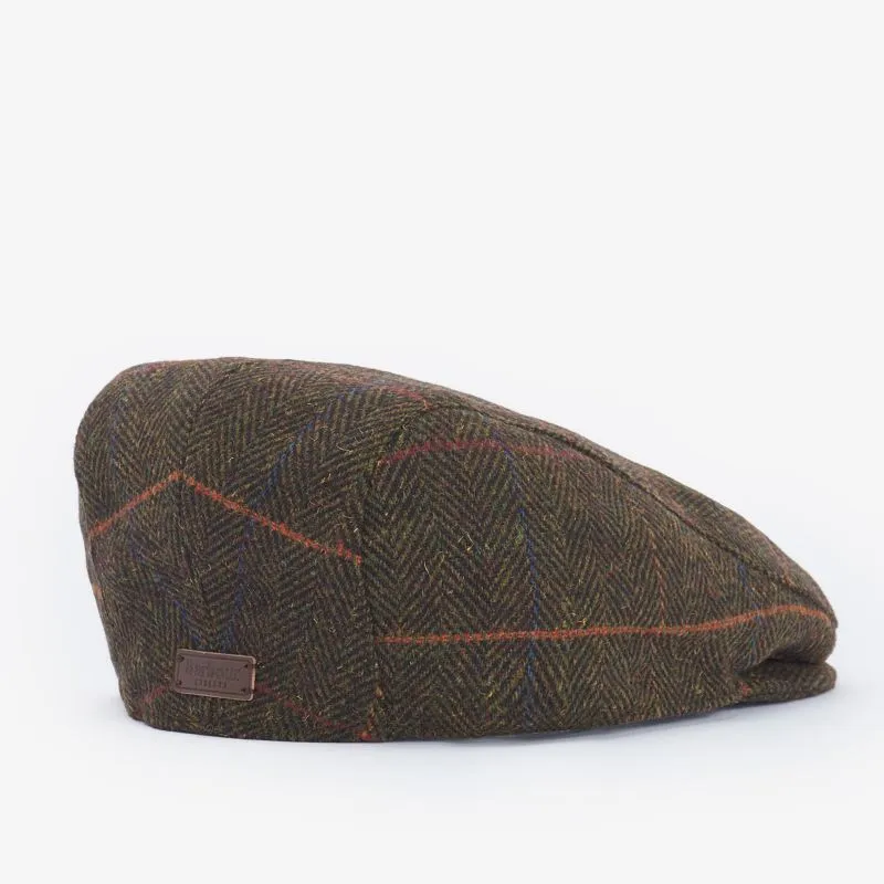 Barbour Cheviot Mens Flat Cap - Olive Herringbone