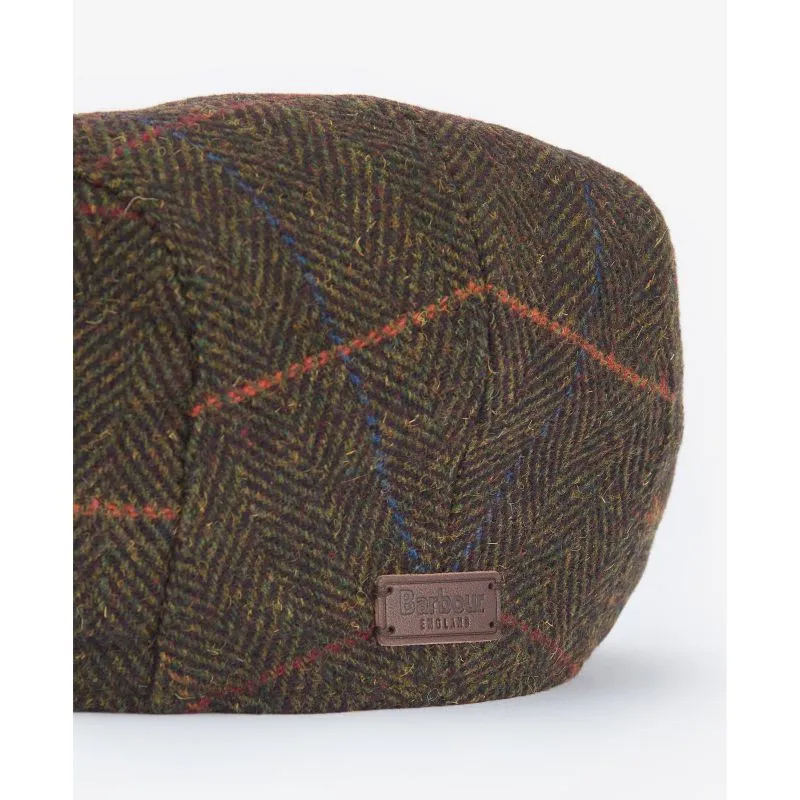 Barbour Cheviot Mens Flat Cap - Olive Herringbone