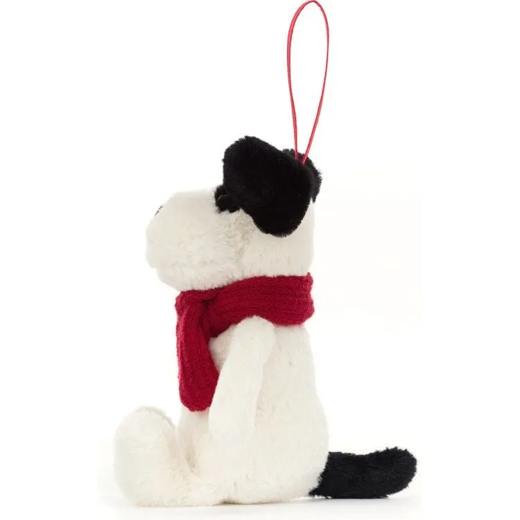 Bashful Black & Cream Puppy Ornament