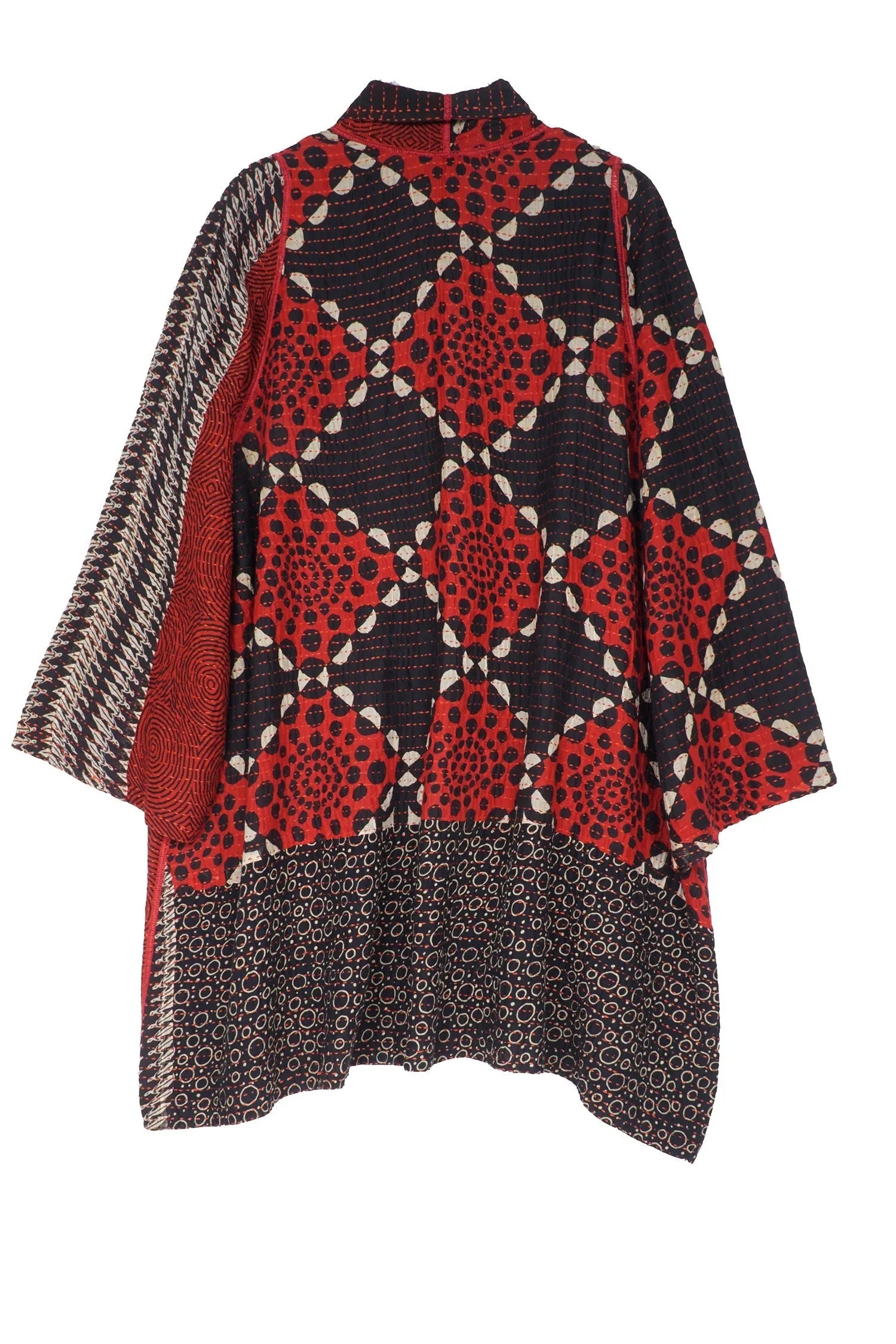 BBK  W VINTAGE BACKING KANTHA A-LINE JKT - pk2003-red -