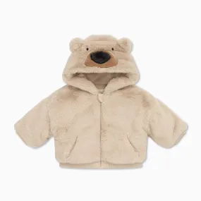 Bear Faux Fur Hooded Jacket