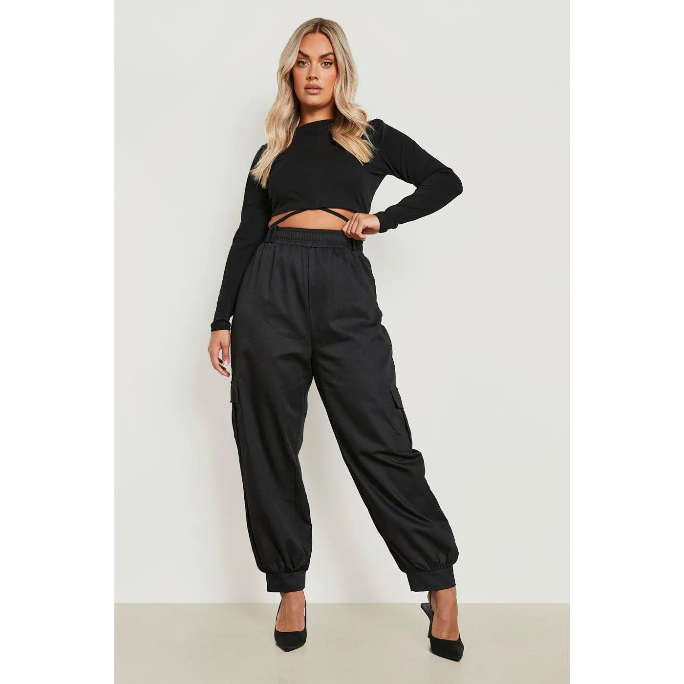 Black Balloon Fit Cargo Trousers