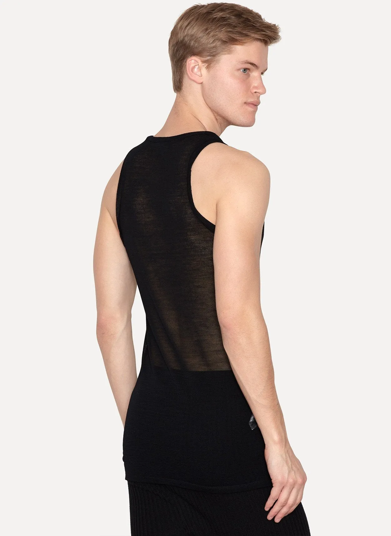 Black Wool Nylon Tank Top