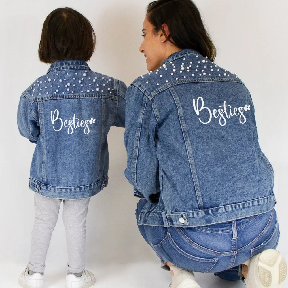 (Blue Pearl) Mom and Daughter Denim Jacket