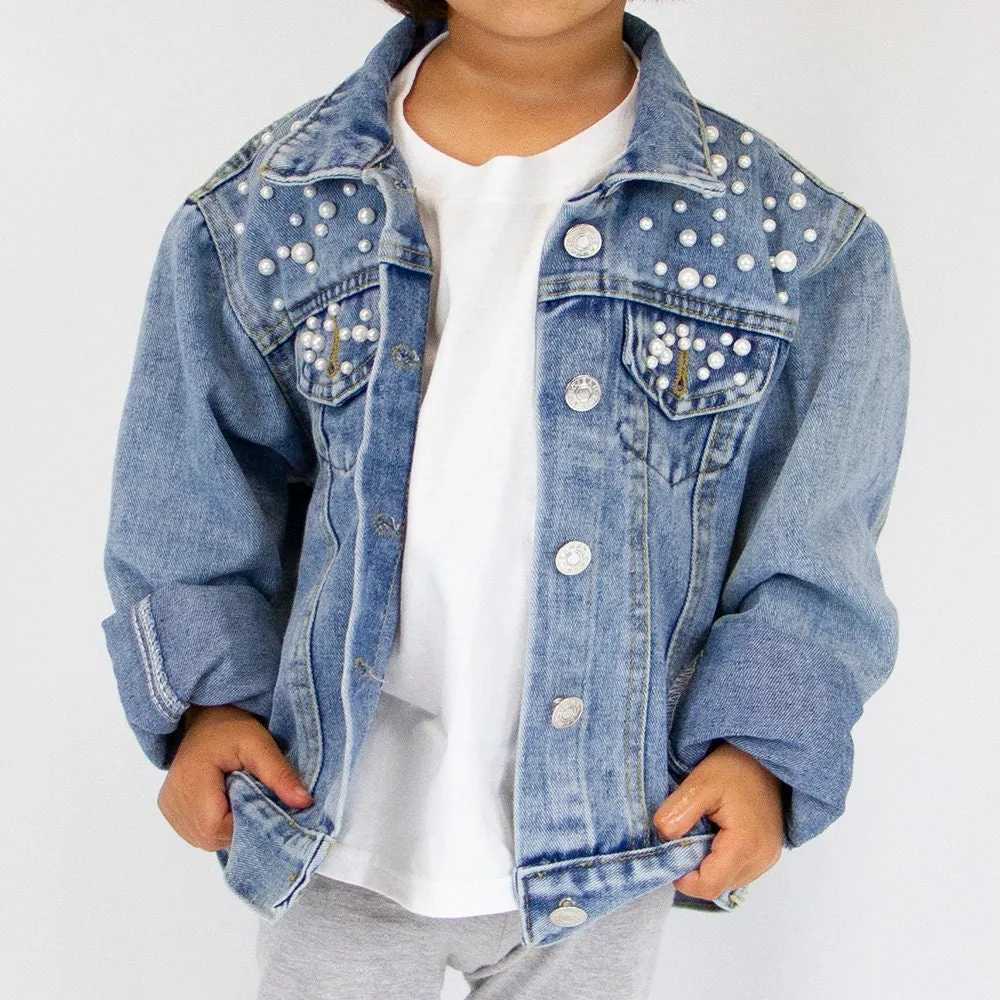 (Blue Pearl) Mom and Daughter Denim Jacket