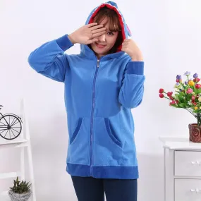 Blue Stitch Long Sleeve Kigurumi Costume Fleece Hoodie Coat Jacket