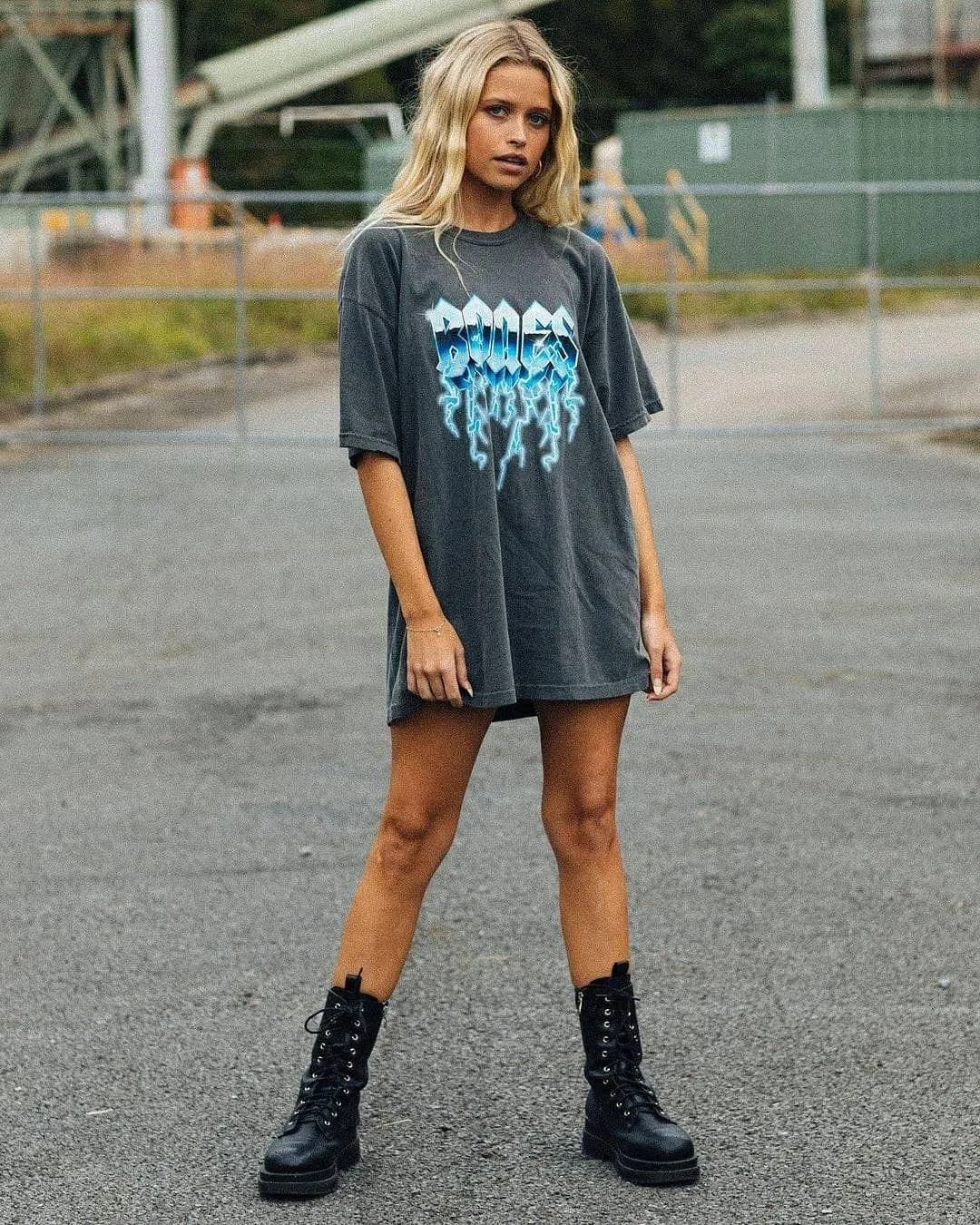 Bolt Bones Tee - Washed Black