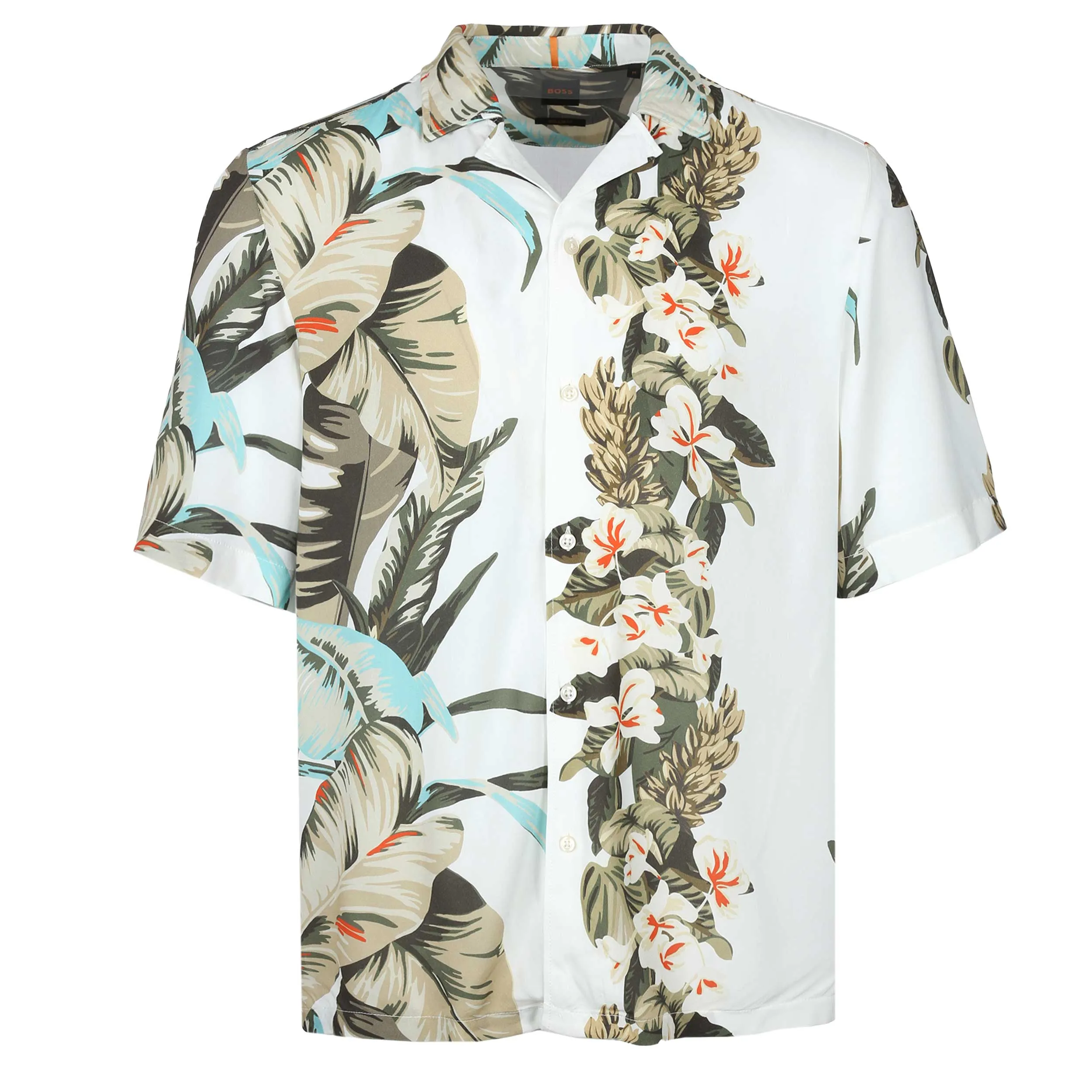 BOSS Rayer SS Shirt in White Floral Print