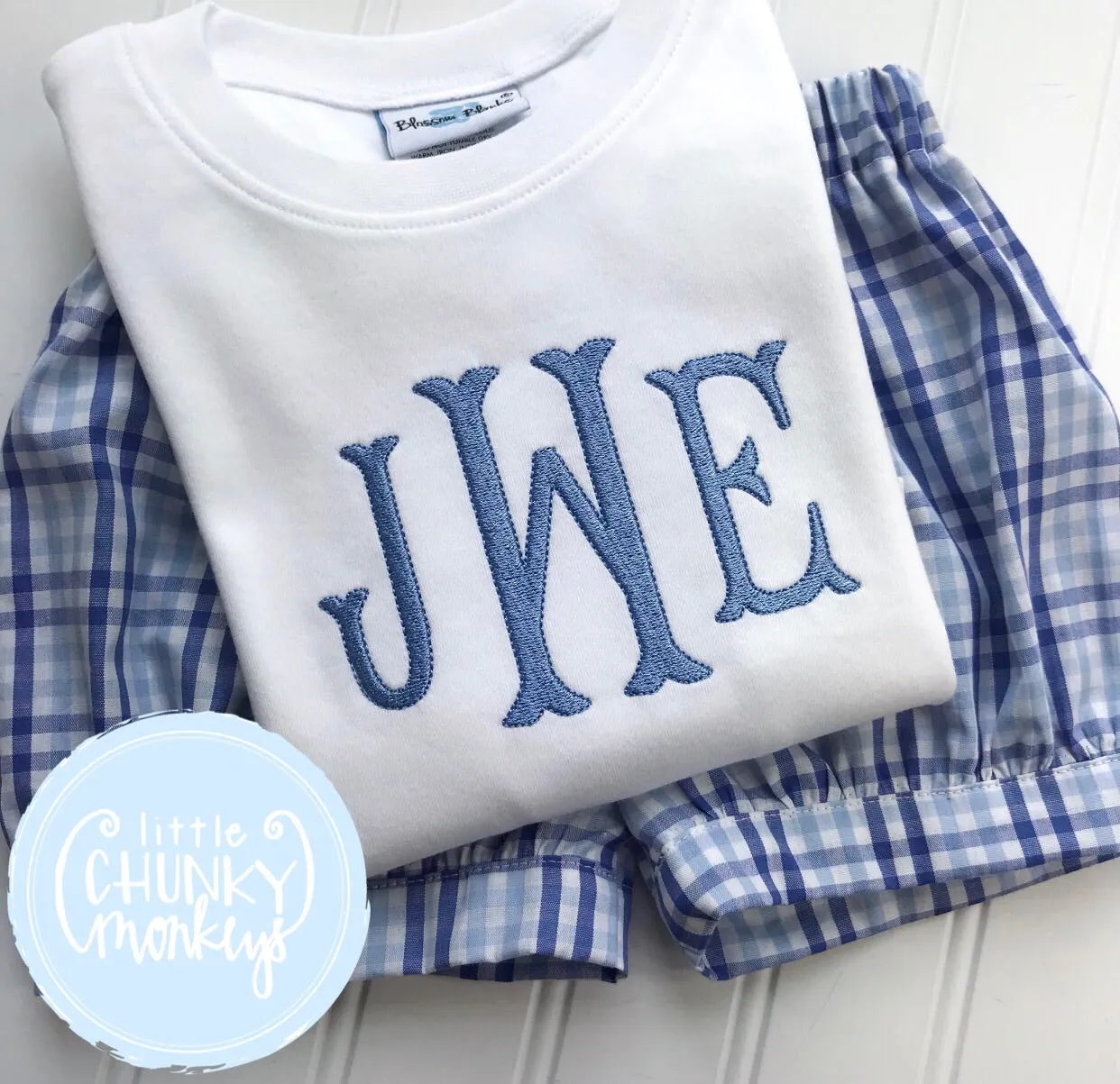 Boy Shirt - Light Blue Fishtail Monogram