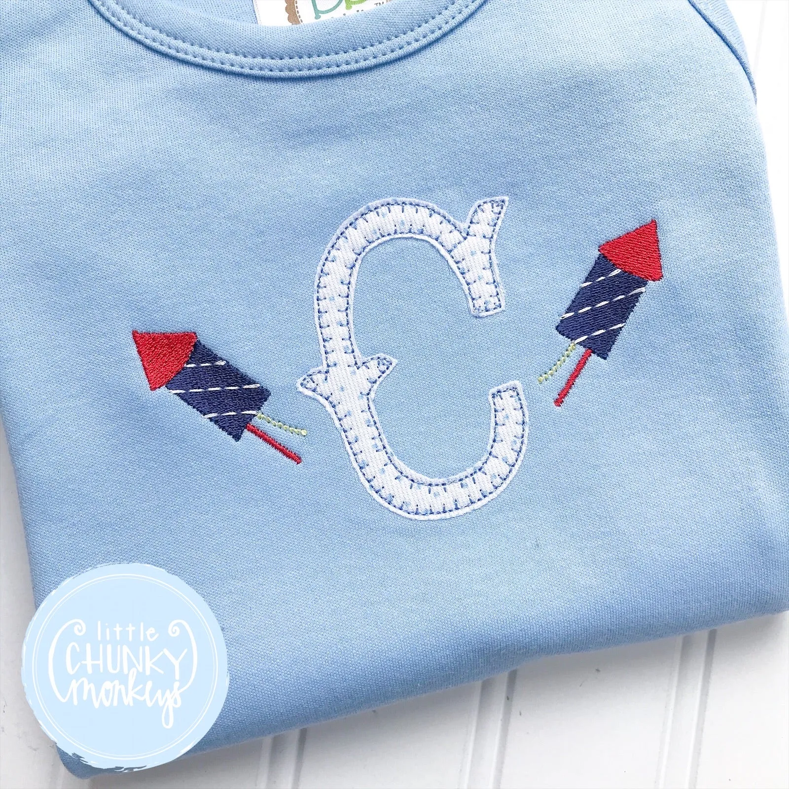 Boy Sun Bubble - Applique Initial on Light Blue Sun Bubble