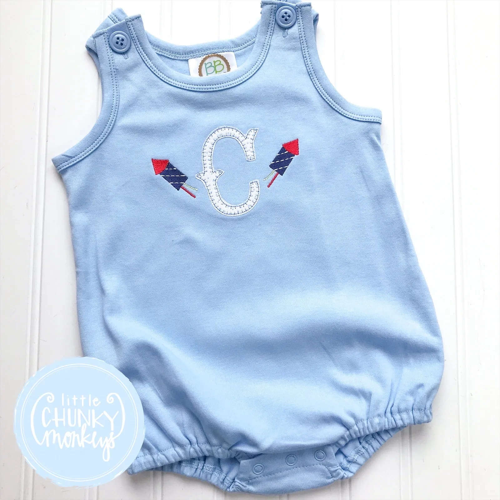 Boy Sun Bubble - Applique Initial on Light Blue Sun Bubble