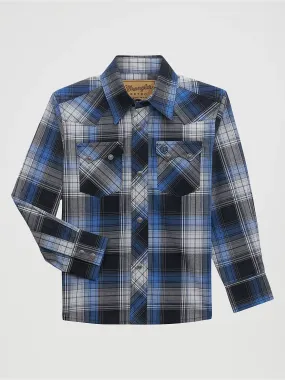 Boy's Wrangler Retro® Western Snap Plaid Shirt with Front Sawtooth Pockets - 112356545