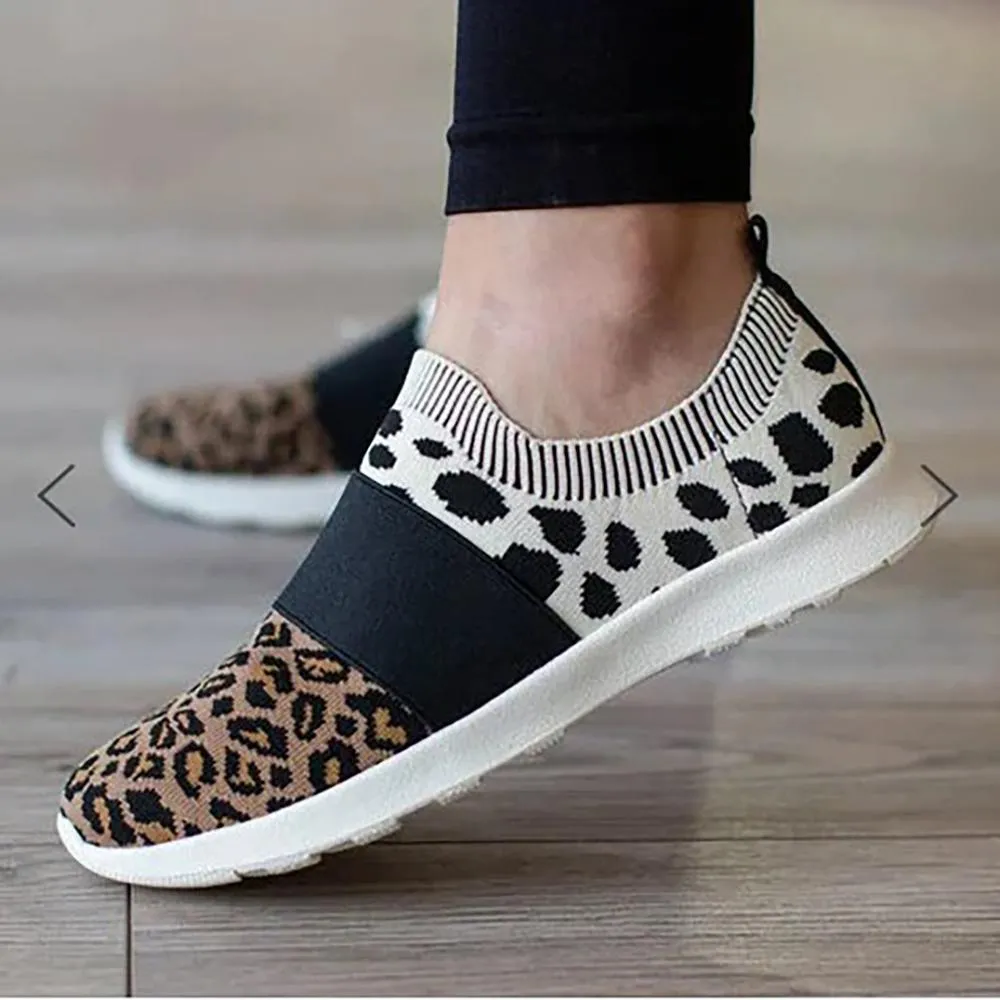 Breathable Leopard Print Mesh Sneaker Shoes