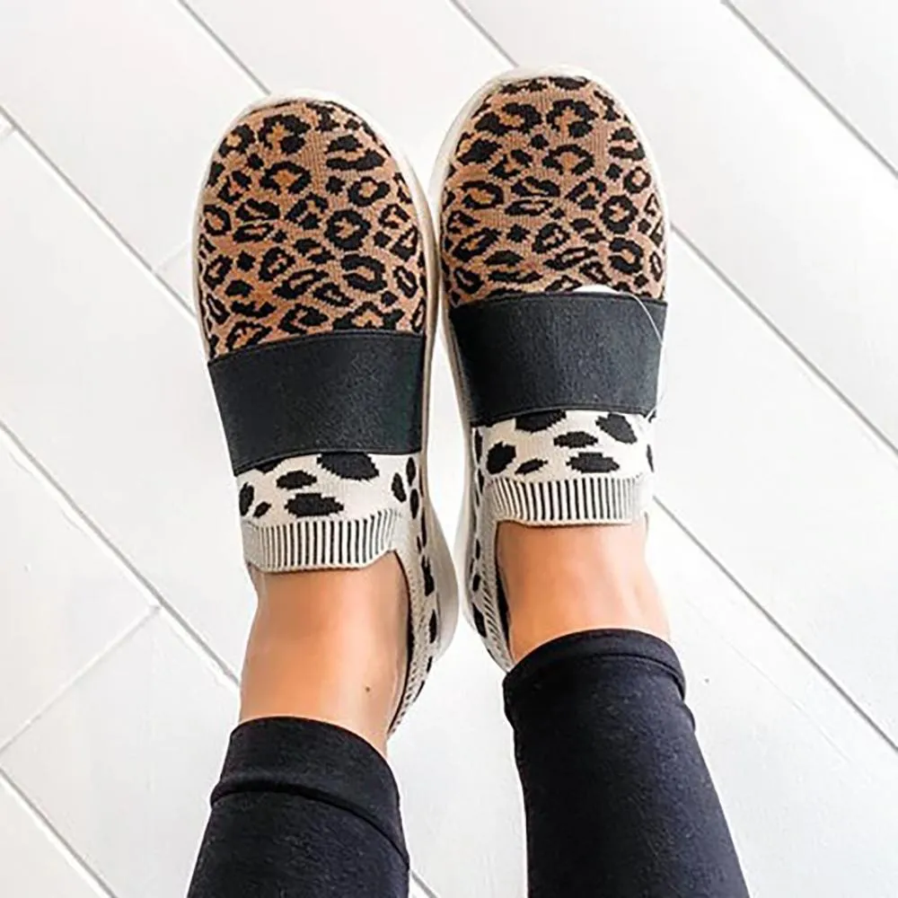 Breathable Leopard Print Mesh Sneaker Shoes