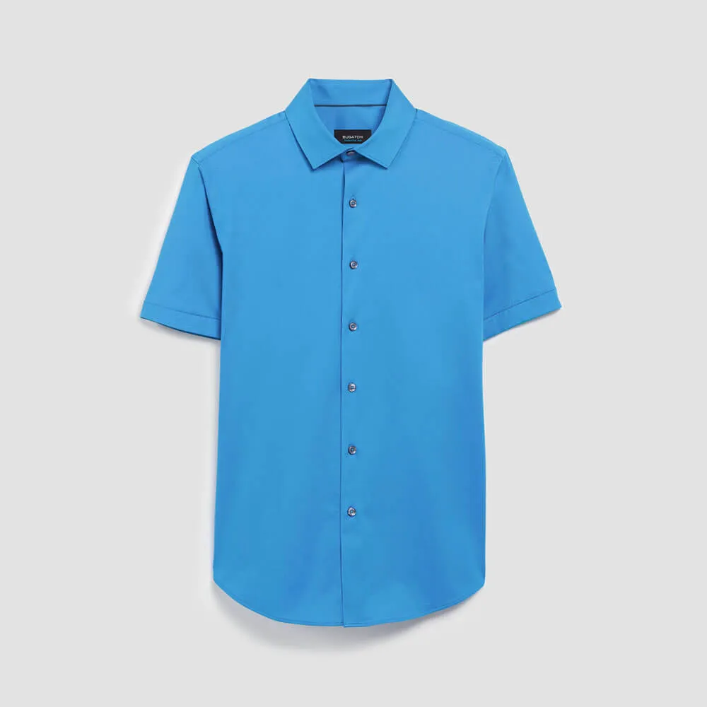 Bugatchi Ooohcotton Miles Short Sleeve Sport Shirt - Ocean