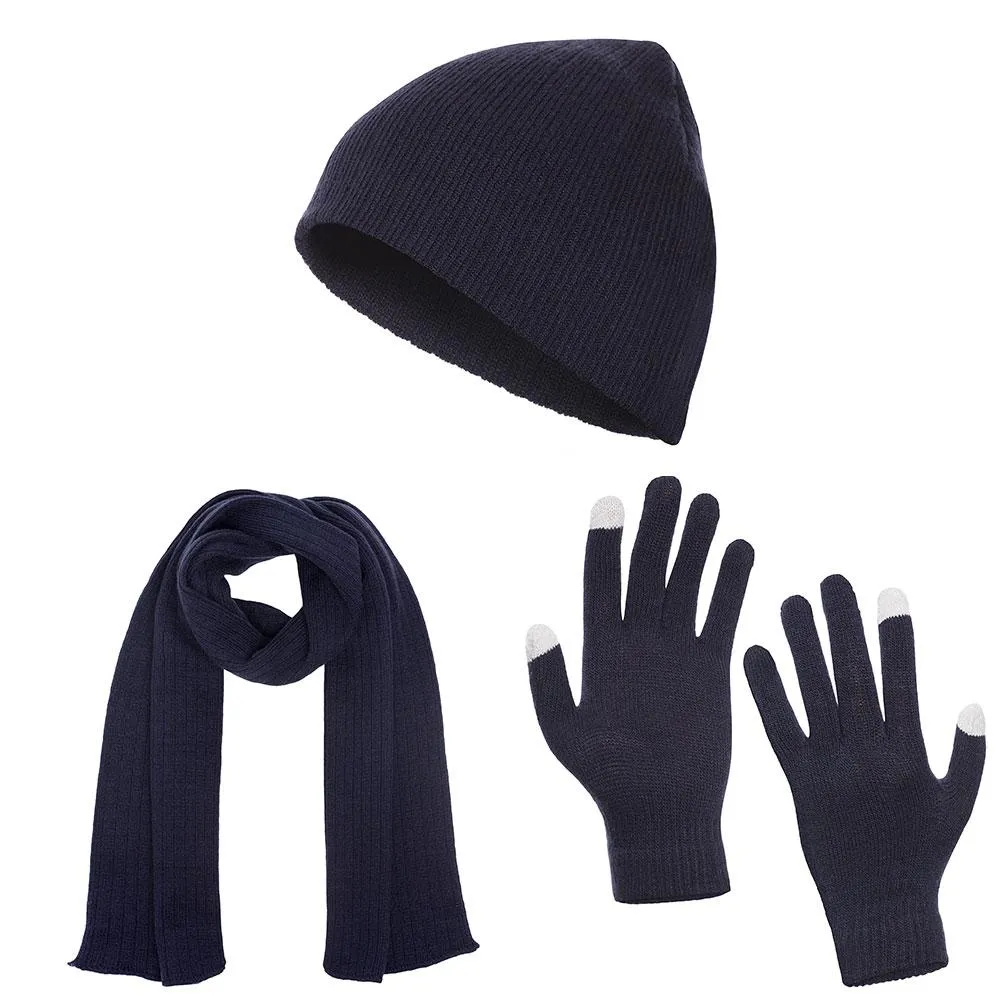 Casaba Winter 3 Piece Set Beanie Hat Scarf Touchscreen Gloves Cable Knit for Men Women