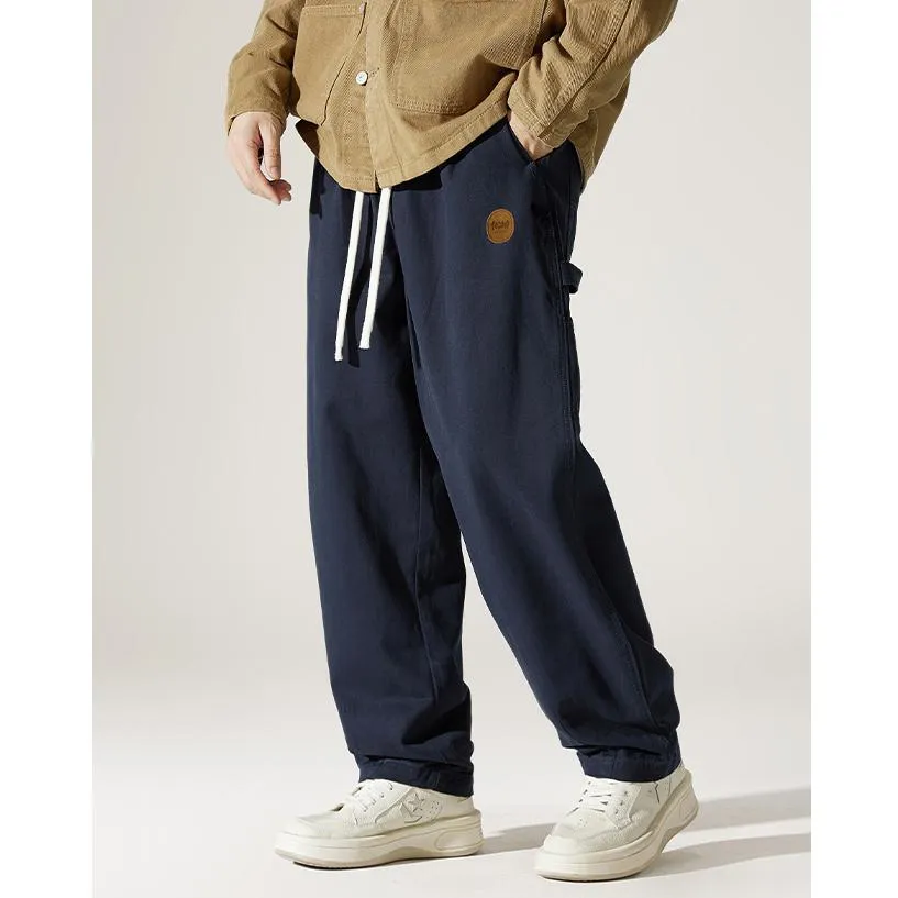 Casual Loose Fit Straight Leg Drawstring Waist Cargo Pants