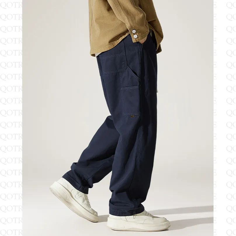 Casual Loose Fit Straight Leg Drawstring Waist Cargo Pants