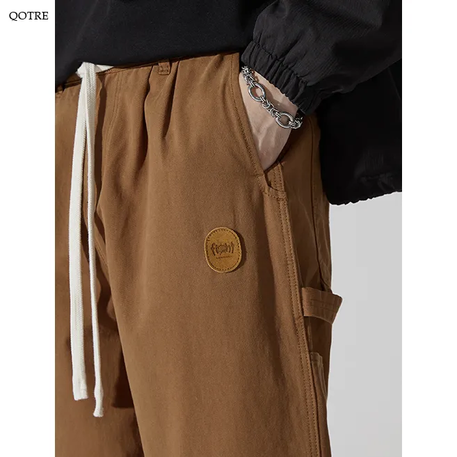 Casual Loose Fit Straight Leg Drawstring Waist Cargo Pants