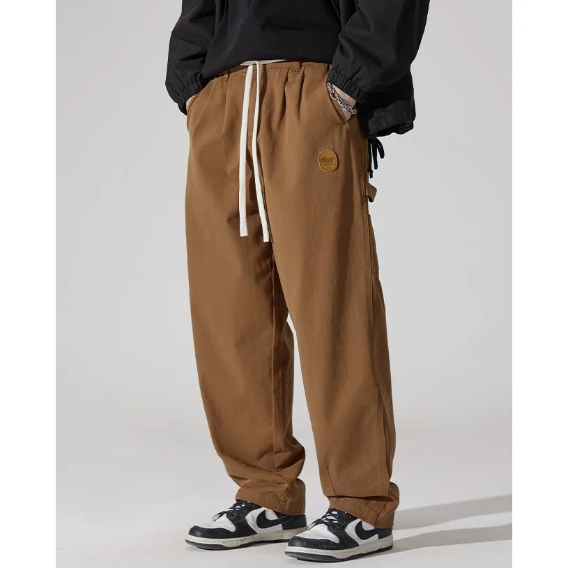 Casual Loose Fit Straight Leg Drawstring Waist Cargo Pants