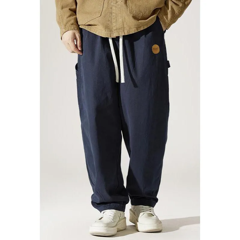 Casual Loose Fit Straight Leg Drawstring Waist Cargo Pants