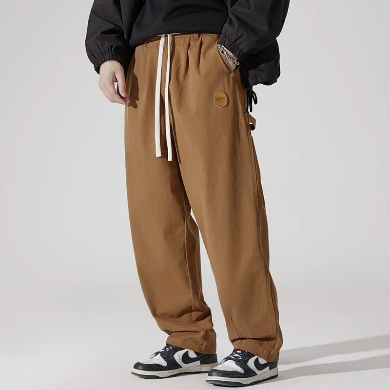 Casual Loose Fit Straight Leg Drawstring Waist Cargo Pants