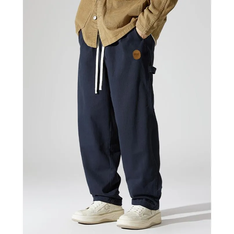 Casual Loose Fit Straight Leg Drawstring Waist Cargo Pants