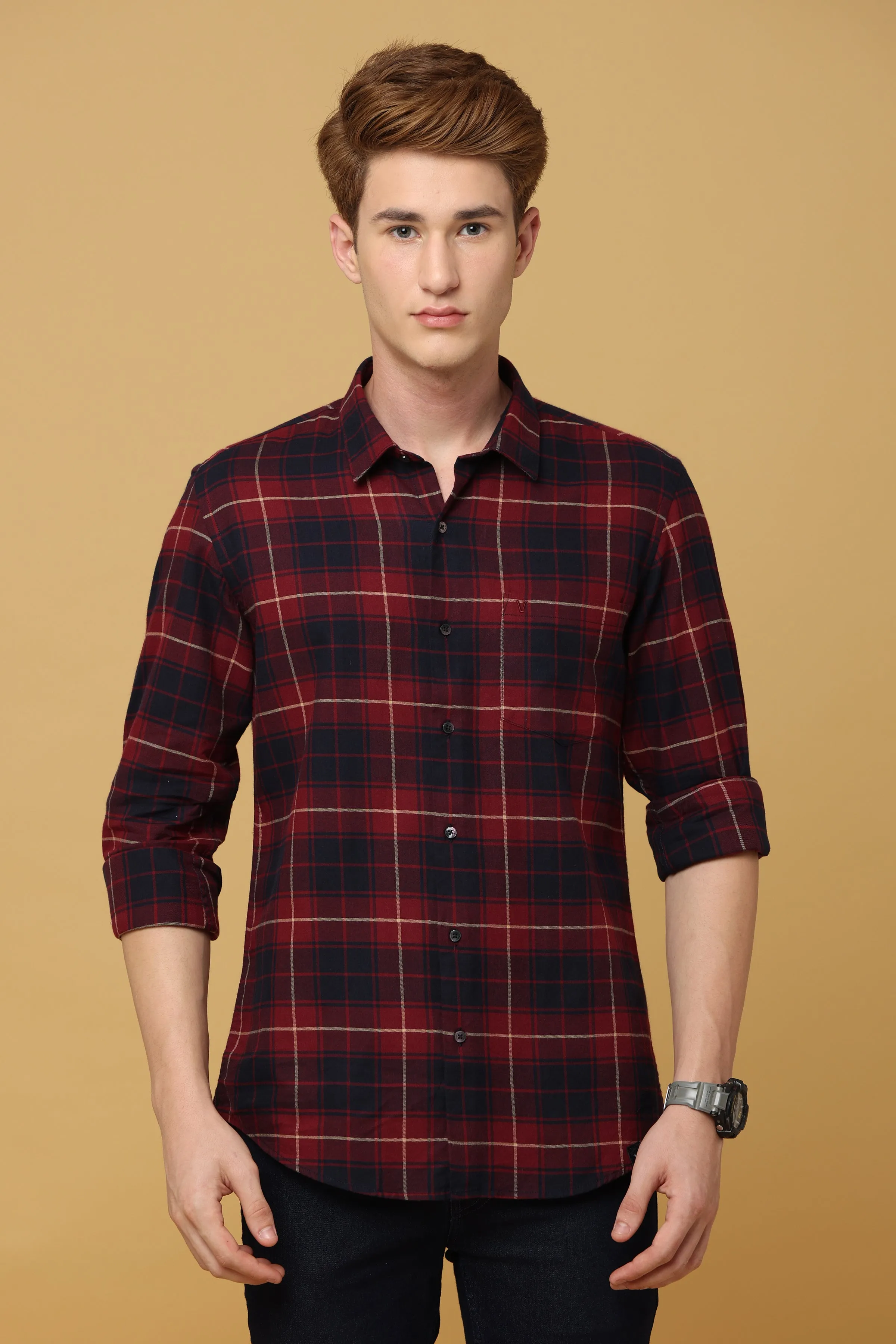 Classic Maroon Black Cotton Shirt