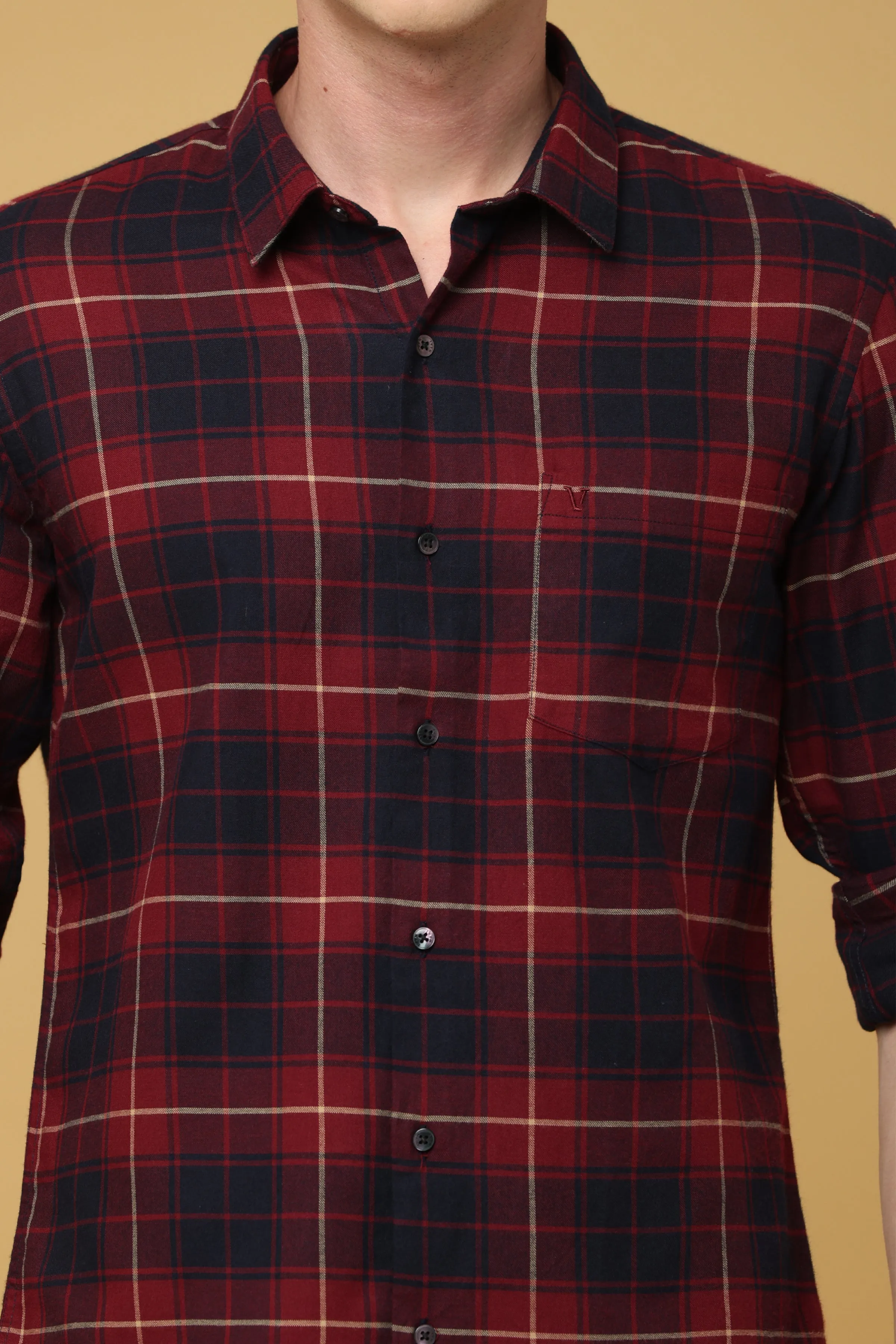 Classic Maroon Black Cotton Shirt