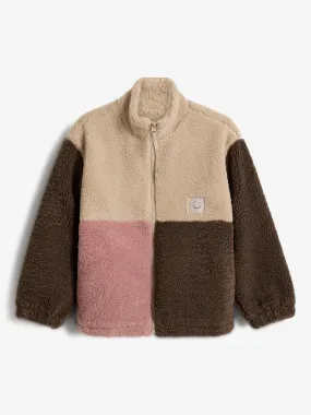 Colorblock Teddy Jacket - Tween - Dusty Rose/Beige/Dark Earth