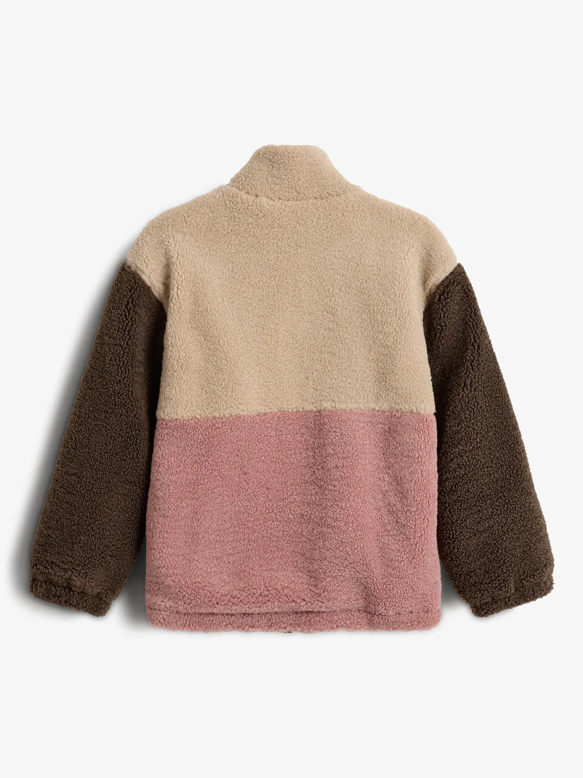 Colorblock Teddy Jacket - Tween - Dusty Rose/Beige/Dark Earth