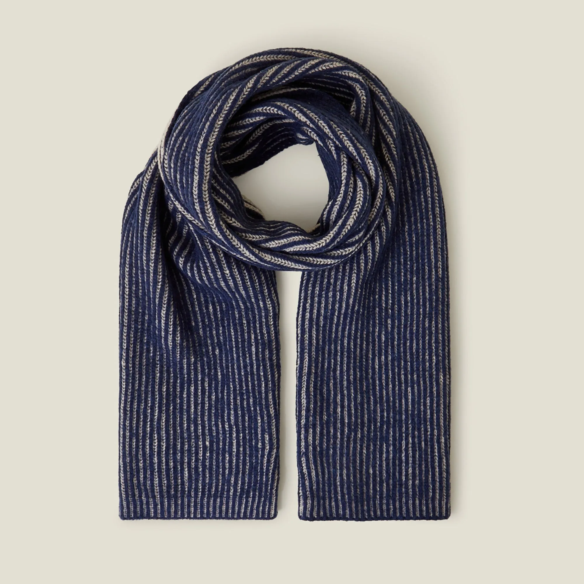 Contrast Rib Knit Scarf Blue