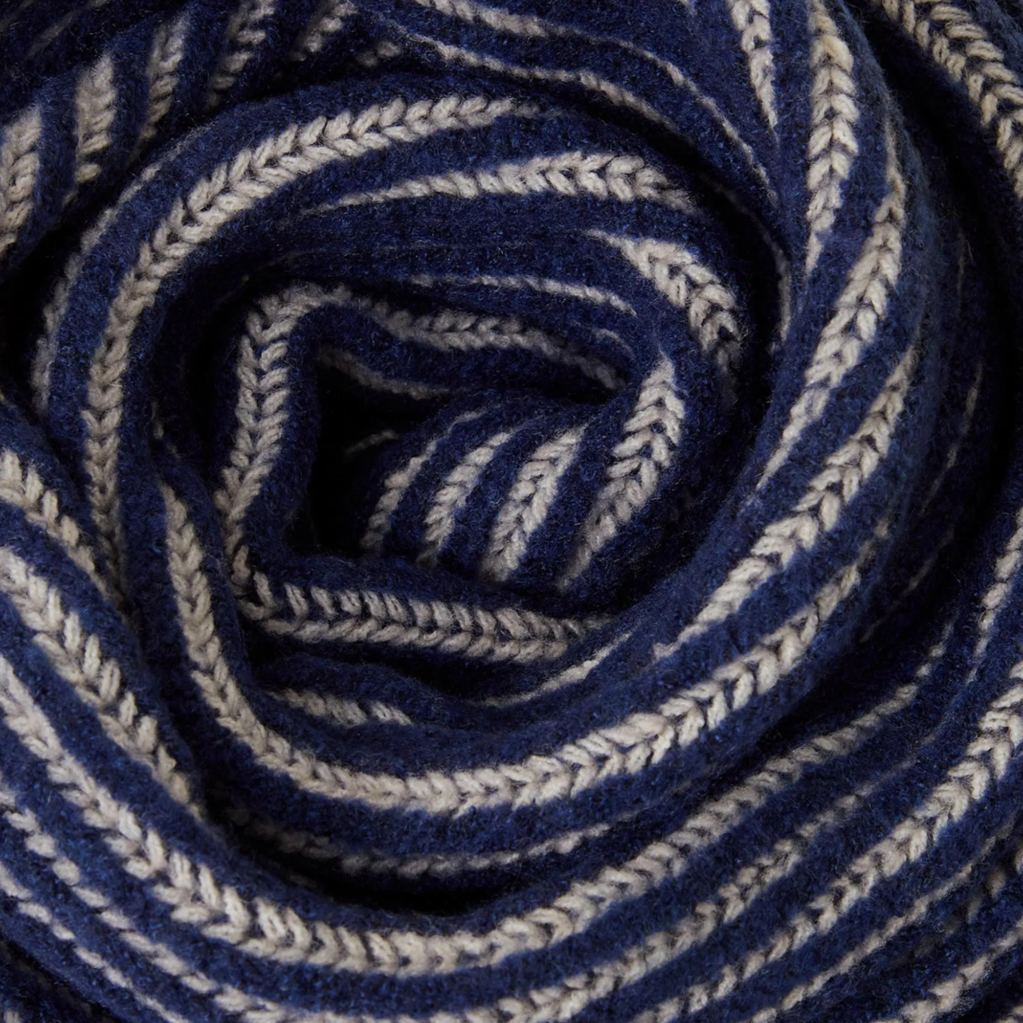 Contrast Rib Knit Scarf Blue