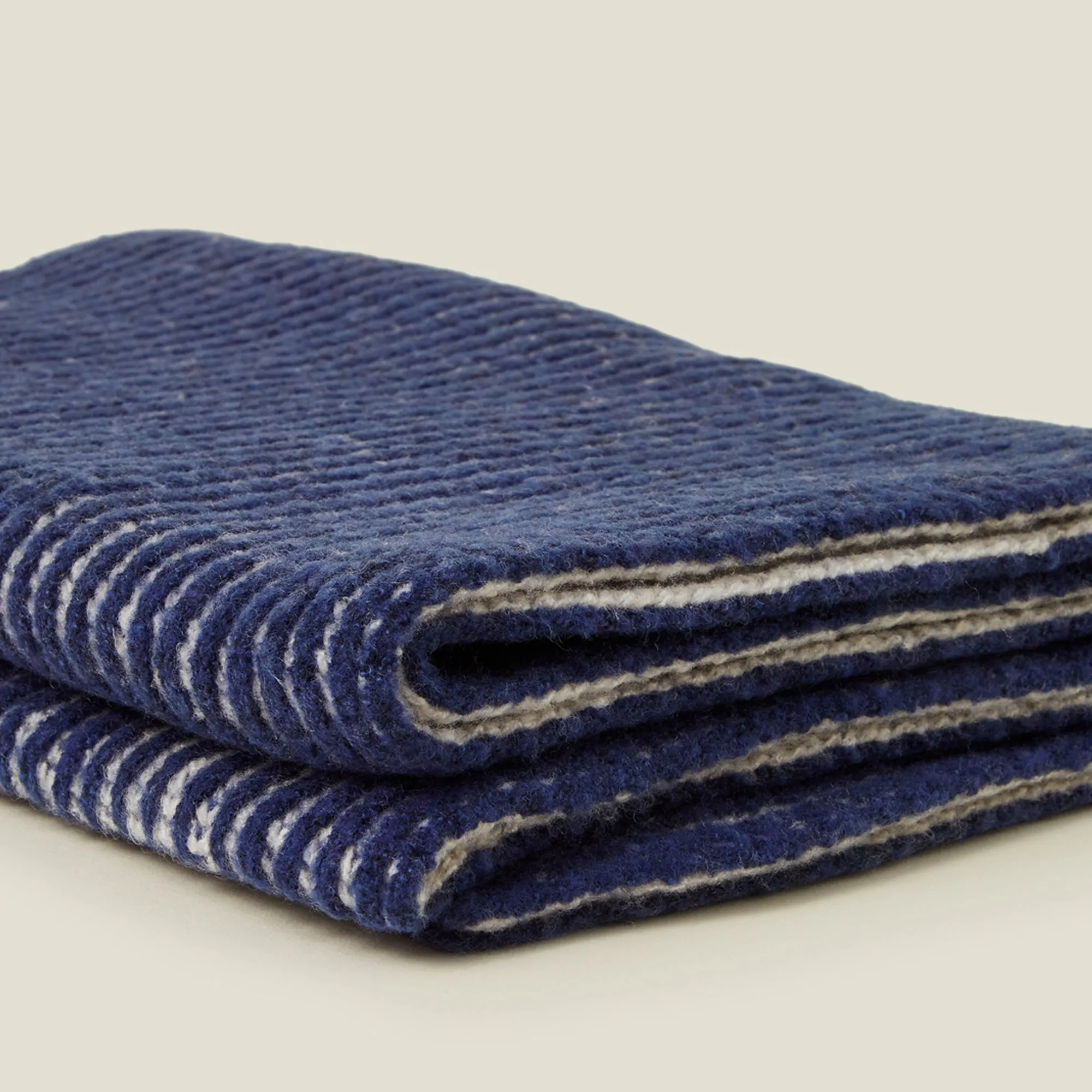 Contrast Rib Knit Scarf Blue