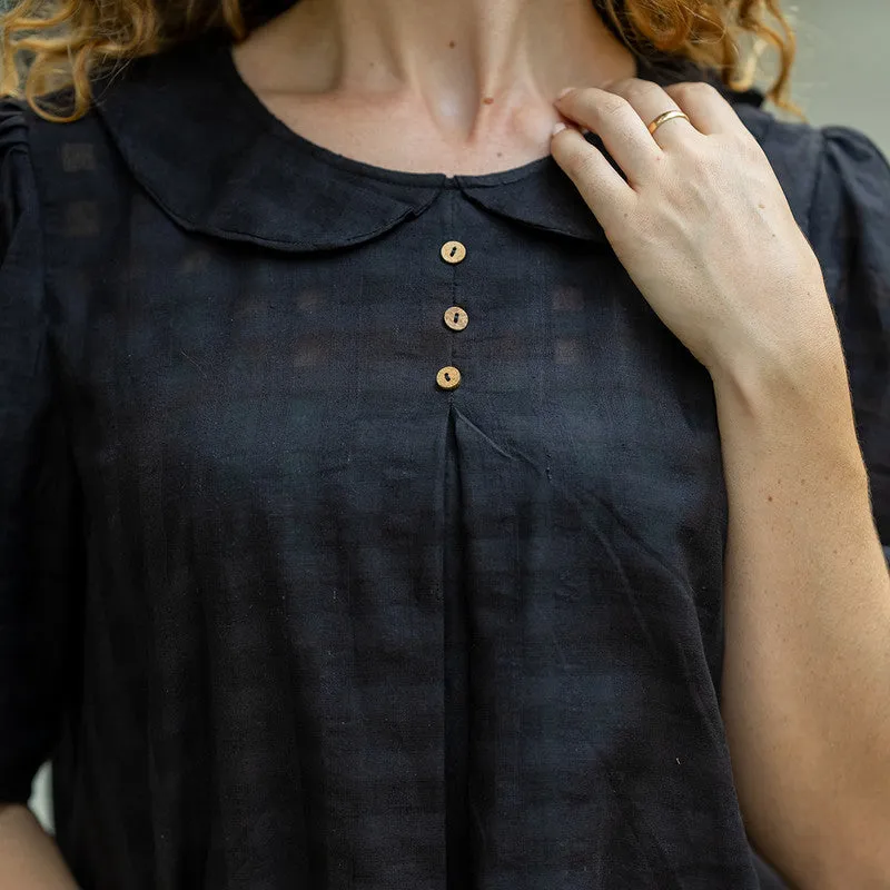 Cotton Black Shirt for Women | Front Button-Up