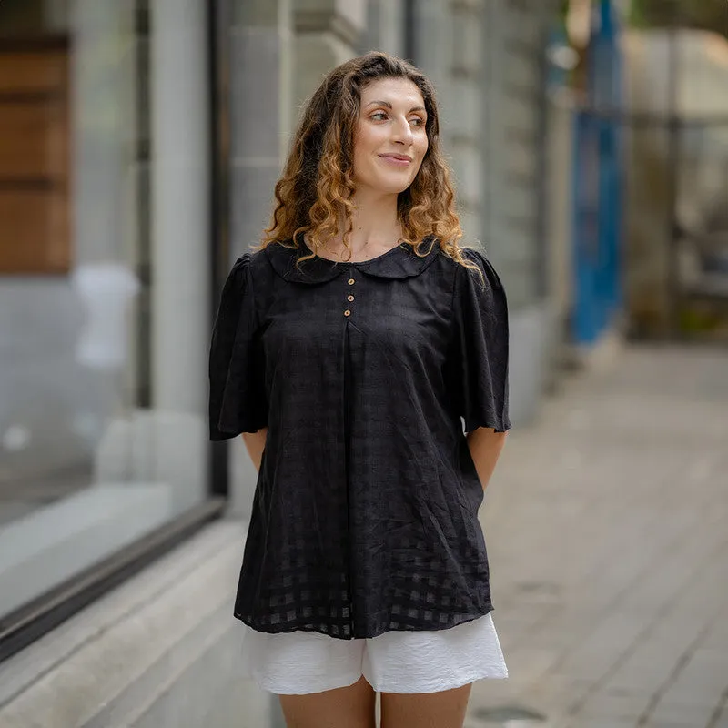 Cotton Black Shirt for Women | Front Button-Up