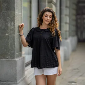 Cotton Black Shirt for Women | Front Button-Up