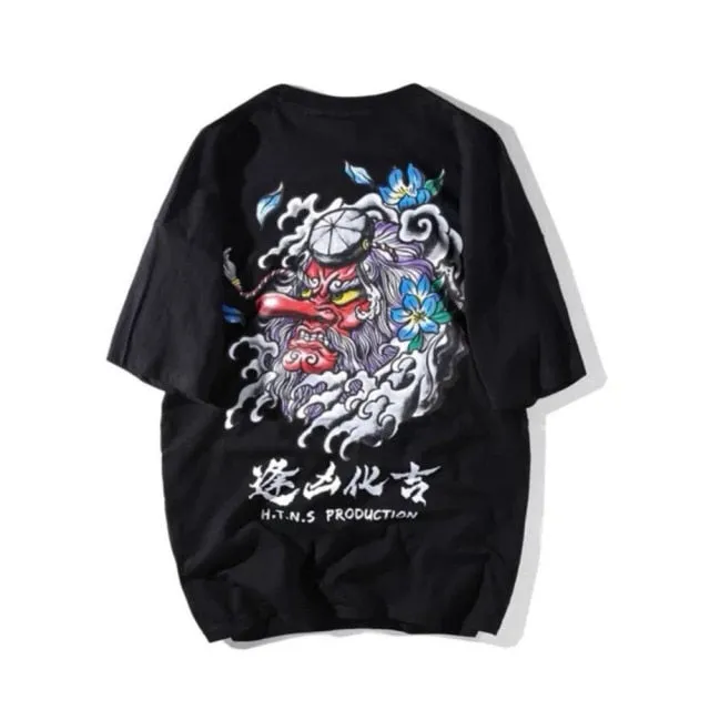 Cotton Cool Oversized T Shirt Gothic High Street Hip Hop T-shirt Men Women Summer Blouse Casual Loose Devil Tshirt Streetwear