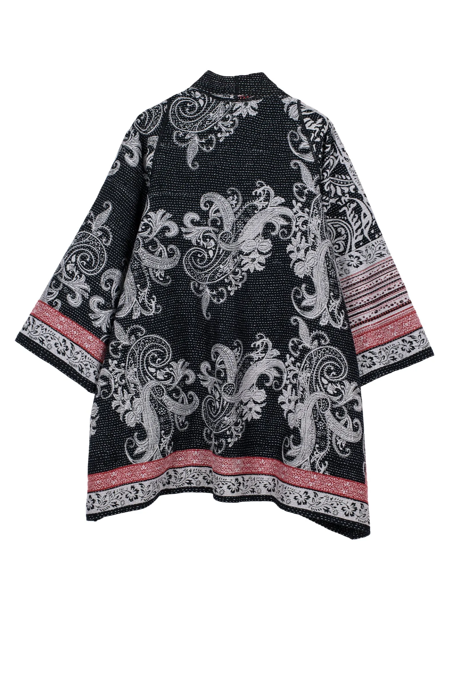 COTTON PAISLEY KANTHA A-LINE JKT - cp2003-blk -