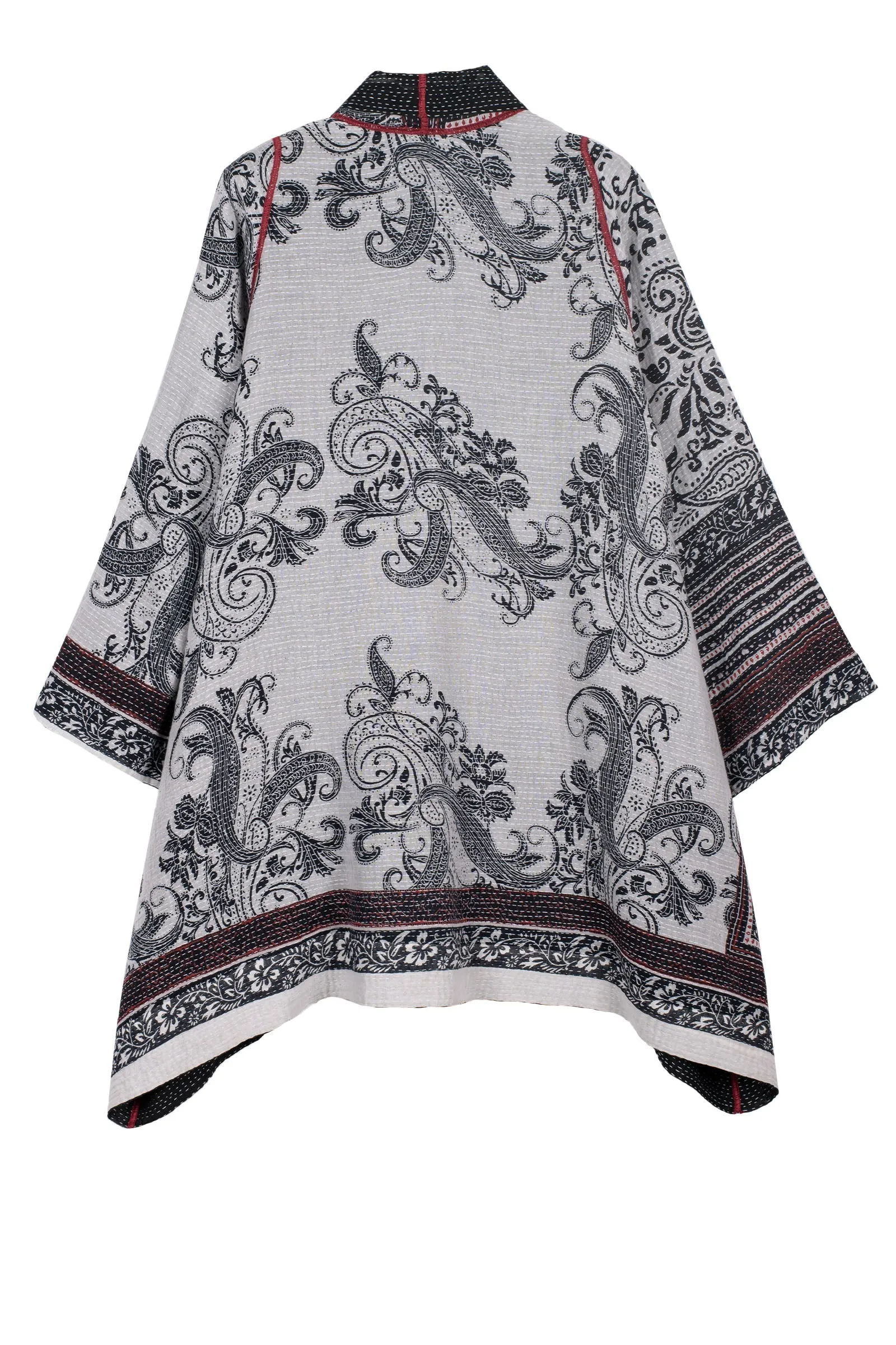 COTTON PAISLEY KANTHA A-LINE JKT - cp2003-wht -