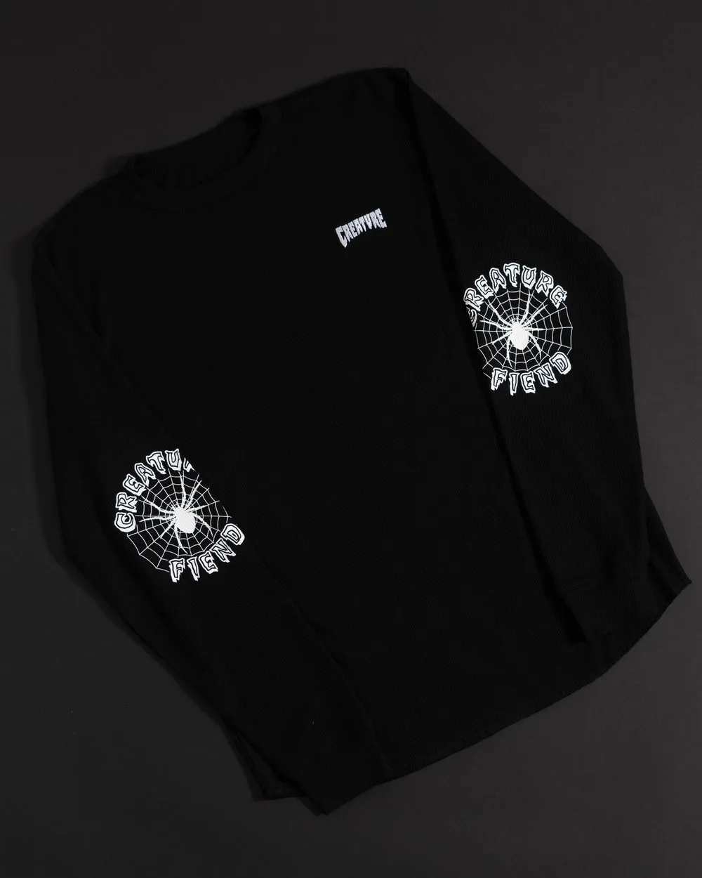 Creature Skateboards Web Waffle Thermal Creature Longsleeve T-Shirt - BLACK