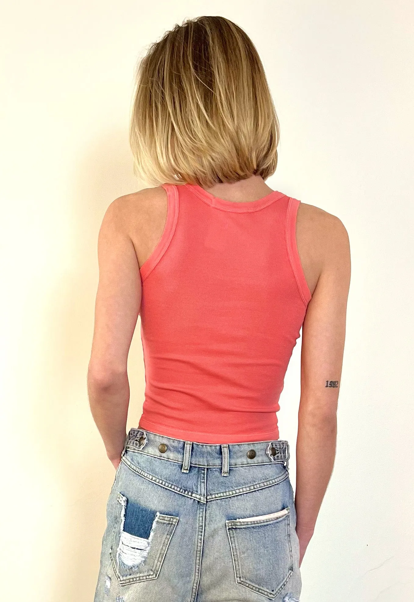 Crop Scoop Tank - Orange