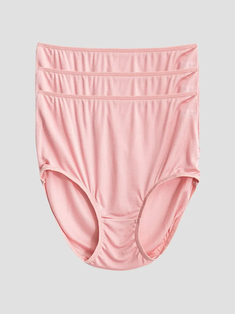 Culotte Tricotée en Soie de Mûrier Taille Haute 3Pcs (Soutien-Gorge NON Inclus)