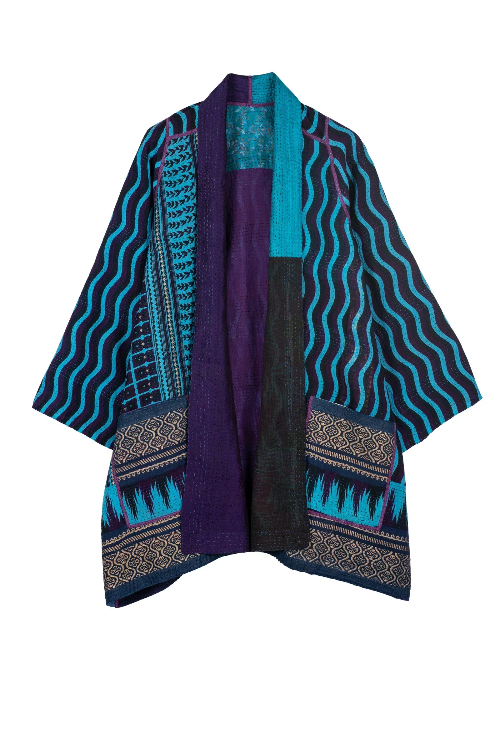 DESERT WAVES KANTHA A-LINE JKT - dw2003-blu -